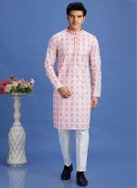 Cotton Pink Festival Wear Embroidery Work Kurta Pajama